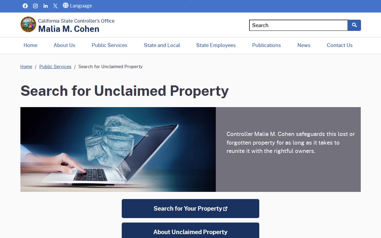 Gardena public records California unclaimed property search